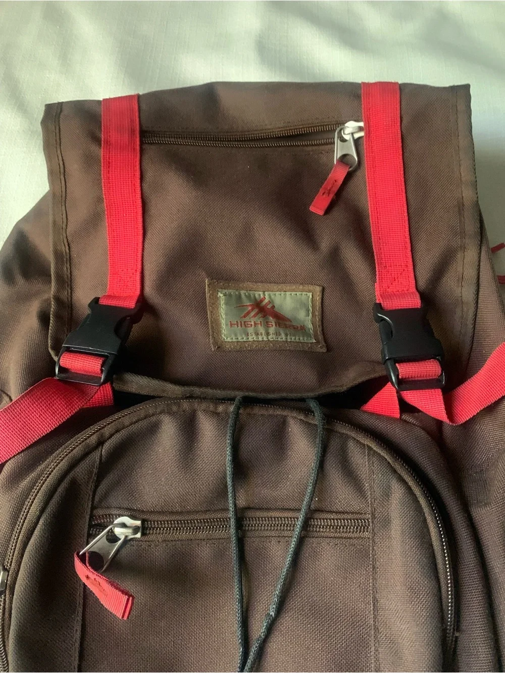 Brown and Red Canvas Men's Backpack - Casual Daypack
